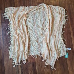 Pink And Cream Fringed Shawl
